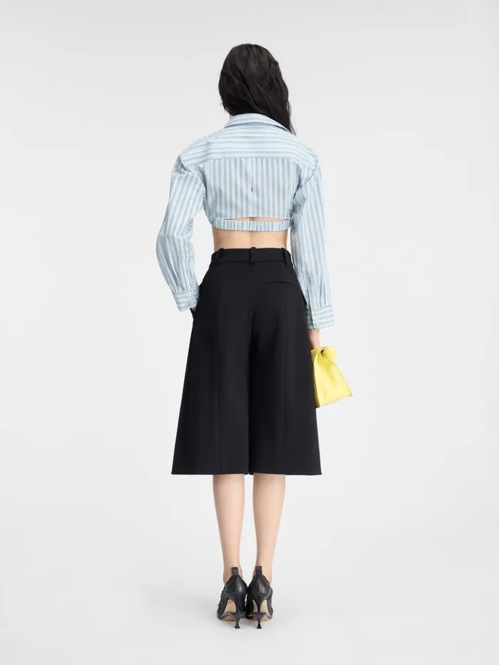 Women Tops and Shirts JACQUEMUS The Bahia Cropped Shirt Print Blue Stripes