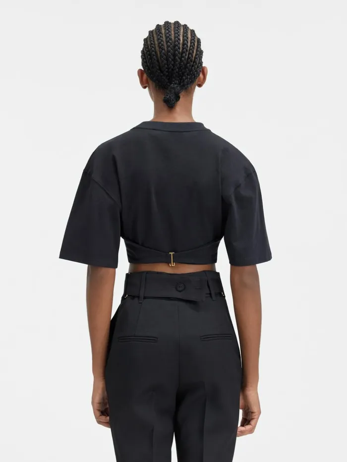 Women Tops and Shirts JACQUEMUS The Caraco Tshirt Black Women Tops and Shirts JACQUEMUS The Caraco Tshirt Black