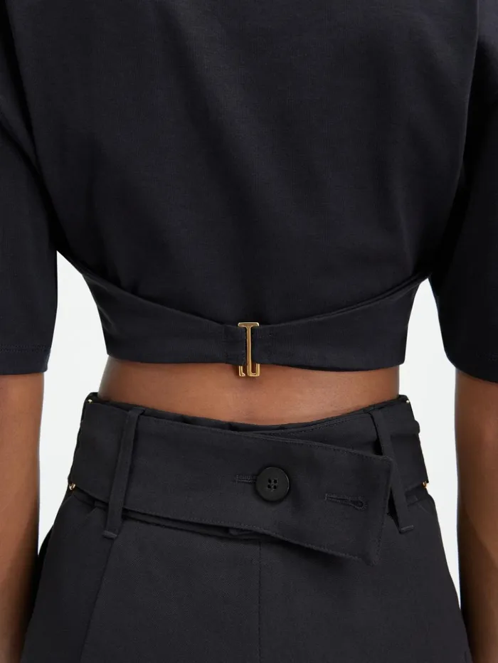 Women Tops and Shirts JACQUEMUS The Caraco Tshirt Black Women Tops and Shirts JACQUEMUS The Caraco Tshirt Black