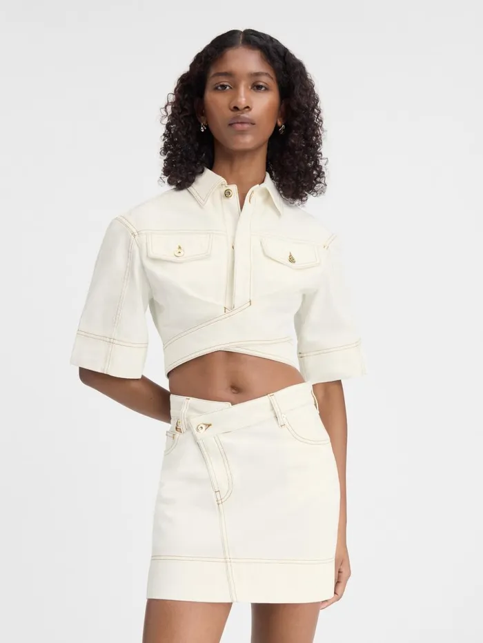Women Tops and Shirts JACQUEMUS The DeNmes Denim Top Offwhitetabac