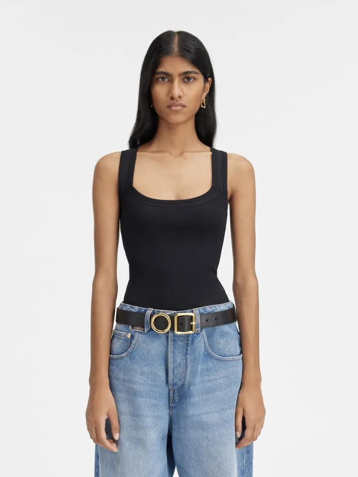 Women Tops and Shirts JACQUEMUS The Gros Grain Tank Top Black