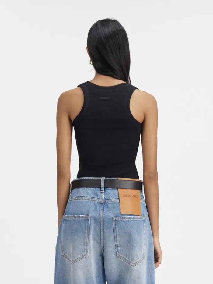 Women Tops and Shirts JACQUEMUS The Gros Grain Tank Top Black