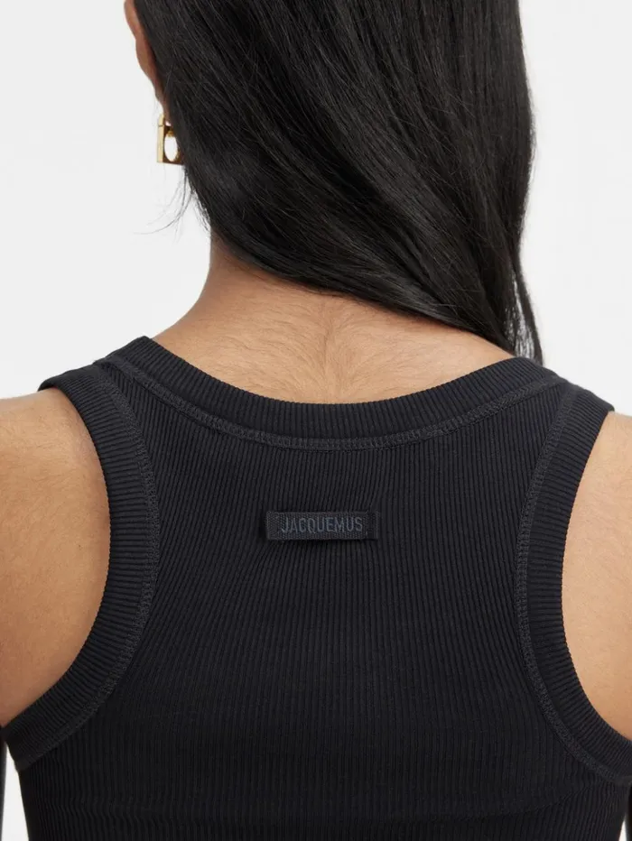 Women Tops and Shirts JACQUEMUS The Gros Grain Tank Top Black