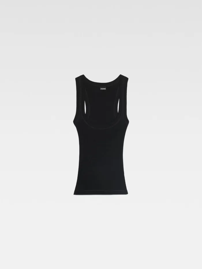 Women Tops and Shirts JACQUEMUS The Gros Grain Tank Top Black