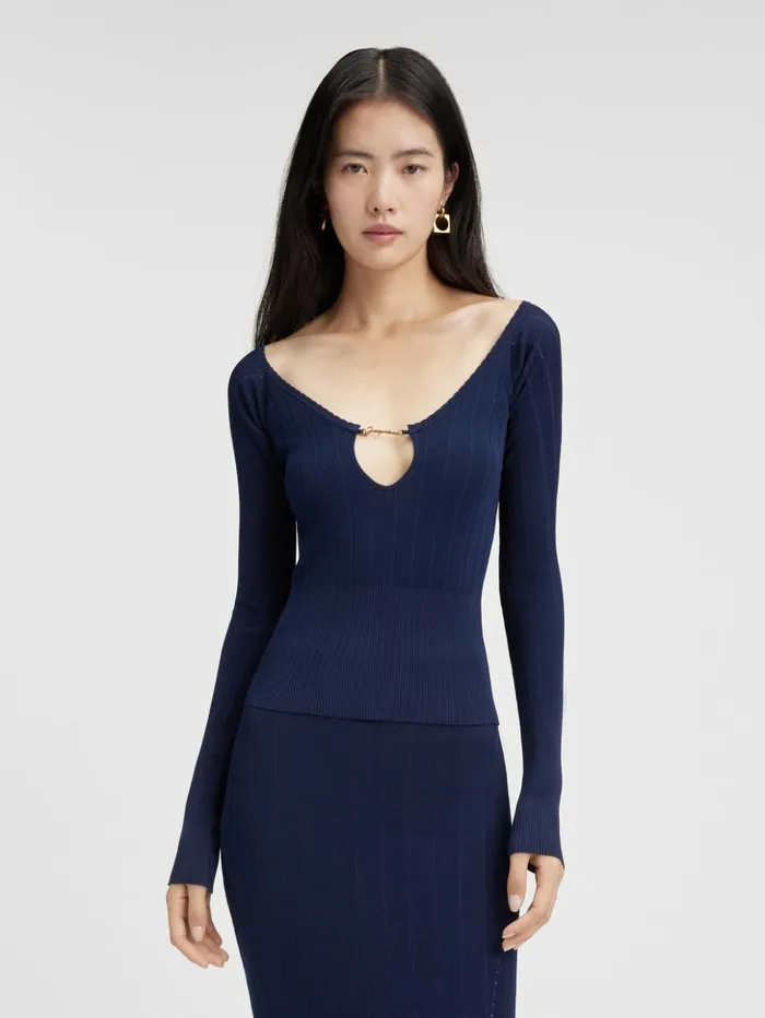 Women Tops and Shirts JACQUEMUS The Pral Top Dark Navy