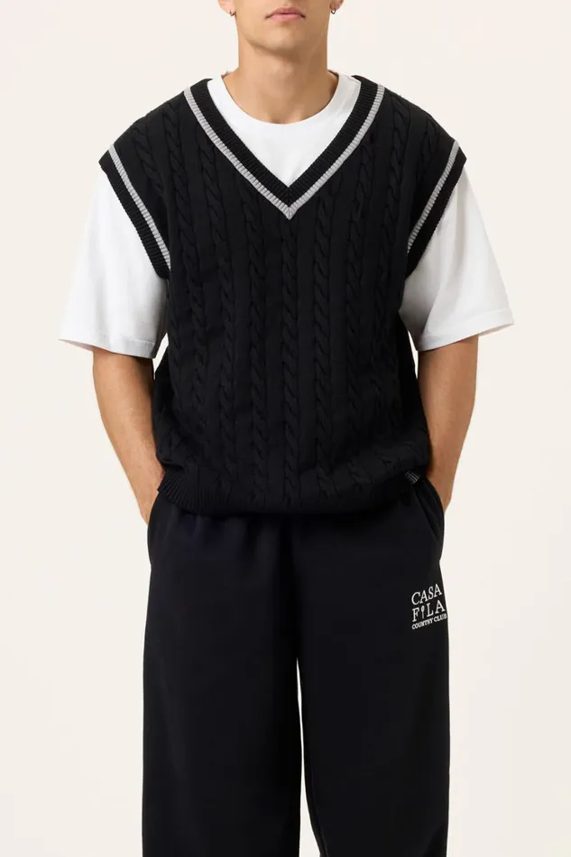 Women Tops and TShirts Fila Baseline Cable Knit Vest 002 Blackultimate Gray Women Tops and TShirts Fila Baseline Cable Knit Vest 002 Blackultimate Gray