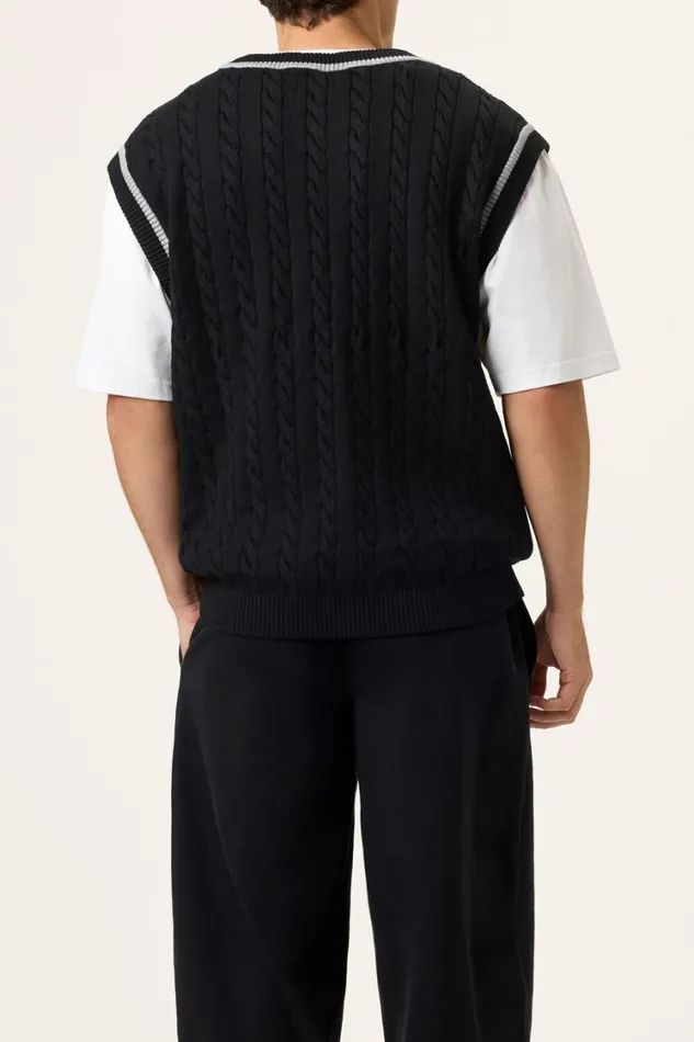 Women Tops and TShirts Fila Baseline Cable Knit Vest 002 Blackultimate Gray Women Tops and TShirts Fila Baseline Cable Knit Vest 002 Blackultimate Gray