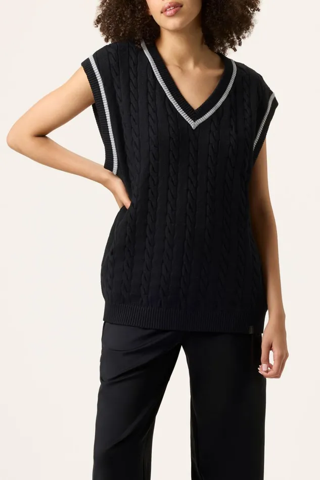 Women Tops and TShirts Fila Baseline Cable Knit Vest 002 Blackultimate Gray Women Tops and TShirts Fila Baseline Cable Knit Vest 002 Blackultimate Gray