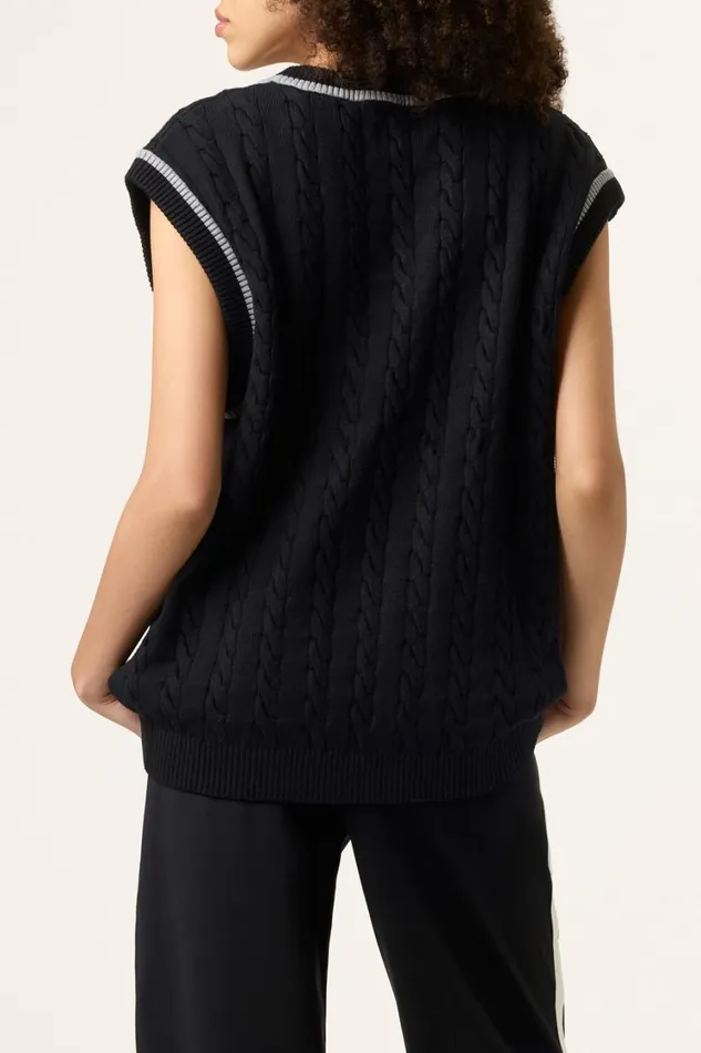 Women Tops and TShirts Fila Baseline Cable Knit Vest 002 Blackultimate Gray Women Tops and TShirts Fila Baseline Cable Knit Vest 002 Blackultimate Gray