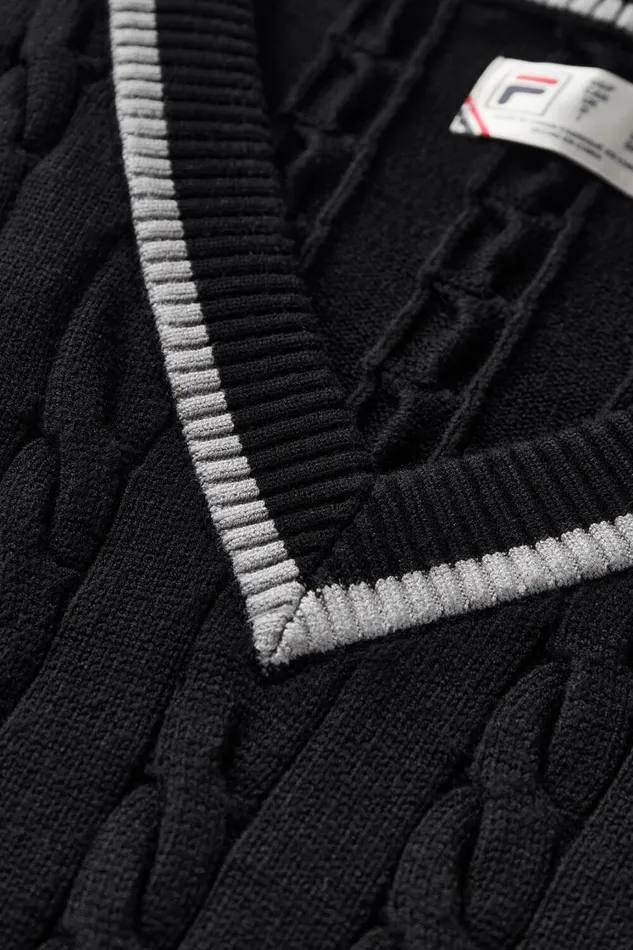 Women Tops and TShirts Fila Baseline Cable Knit Vest 002 Blackultimate Gray Women Tops and TShirts Fila Baseline Cable Knit Vest 002 Blackultimate Gray