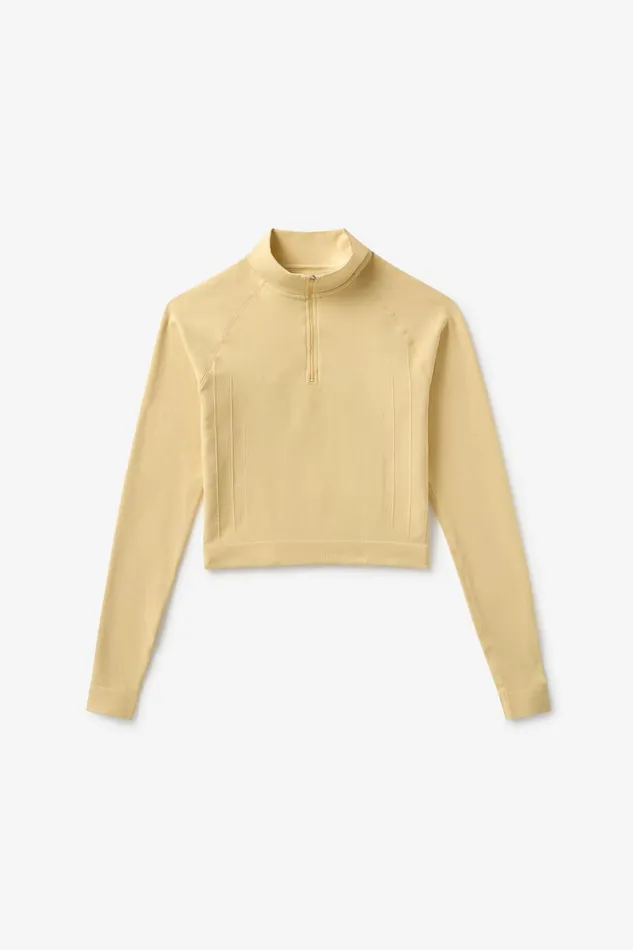 Women Tops and TShirts Fila Breakpoint Seamless Quarter Zip 200 Soy Bean