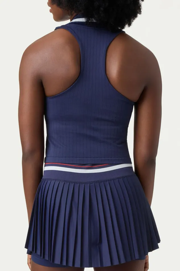 Women Tops and TShirts Fila Challenger Seamless Polo Tank 488 Filanavyfilaredgardenia
