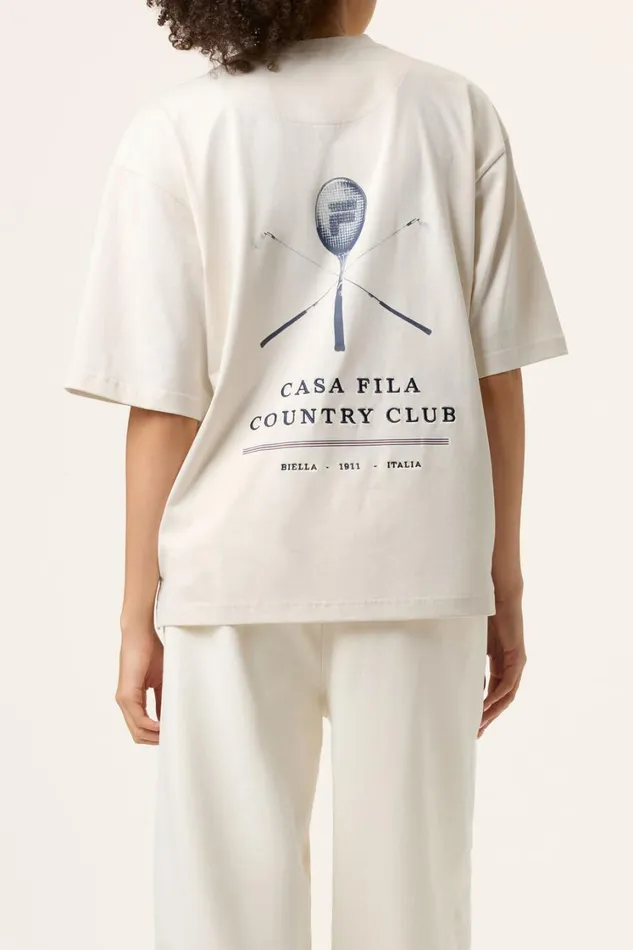 Women Tops and TShirts Fila Country Club Raquet Box Tee 920 Gardenia