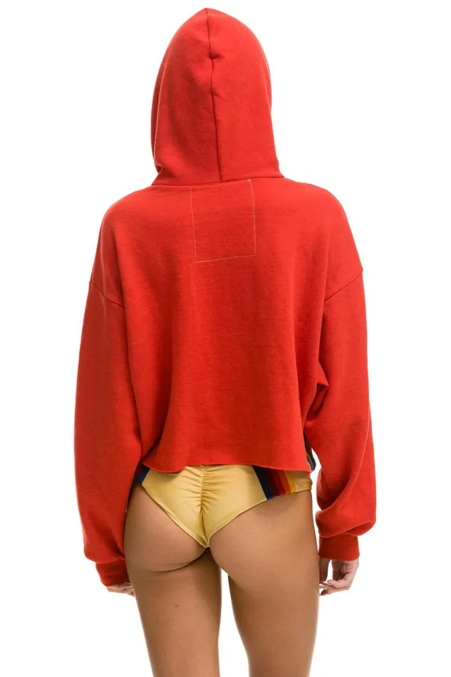 Women Tops Aviator Nation BOLT STRIPE RELAXED CROPPED PULLOVER HOODIE 8211 RED Women Tops Aviator Nation BOLT STRIPE RELAXED CROPPED PULLOVER HOODIE 8211 RED