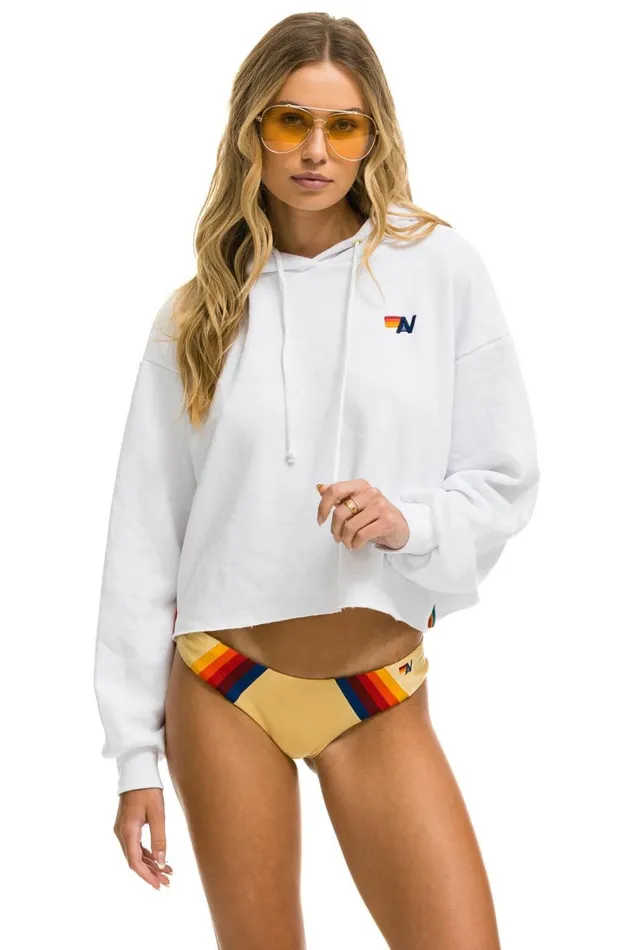 Women Tops Aviator Nation BOLT STRIPE RELAXED CROPPED PULLOVER HOODIE 8211 WHITE Women Tops Aviator Nation BOLT STRIPE RELAXED CROPPED PULLOVER HOODIE 8211 WHITE