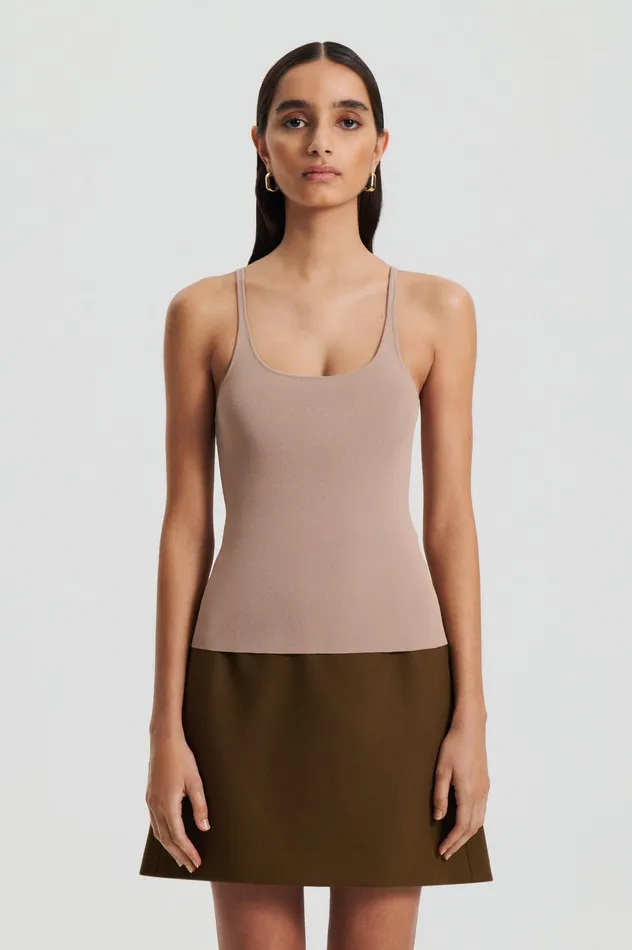 Women Tops Scanlan Theodore CREPE KNIT RIB SINGLET OAT