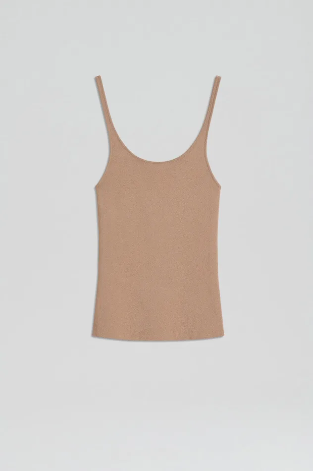 Women Tops Scanlan Theodore CREPE KNIT RIB SINGLET OAT