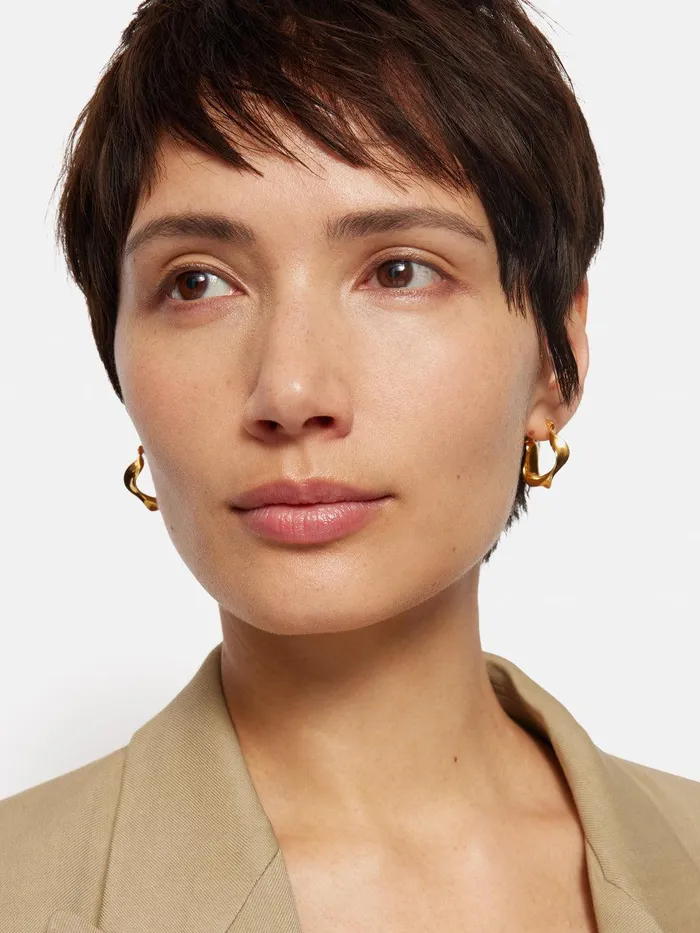 Women Twisted Hoop Earring Gold Jigsaw Jewellery