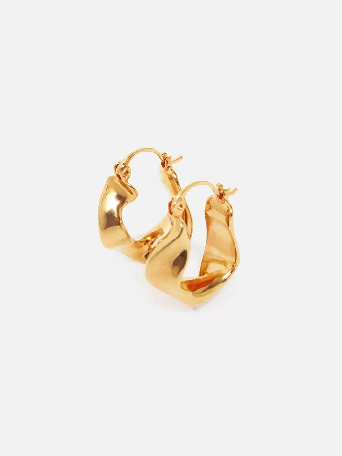 Women Twisted Hoop Earring Gold Jigsaw Jewellery