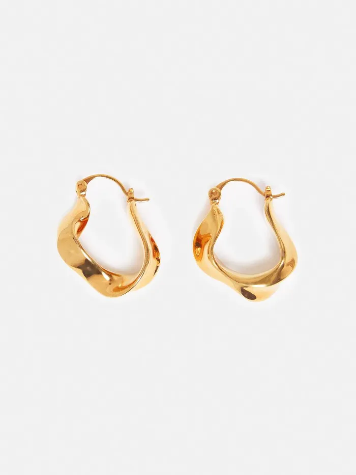 Women Twisted Hoop Earring Gold Jigsaw Jewellery