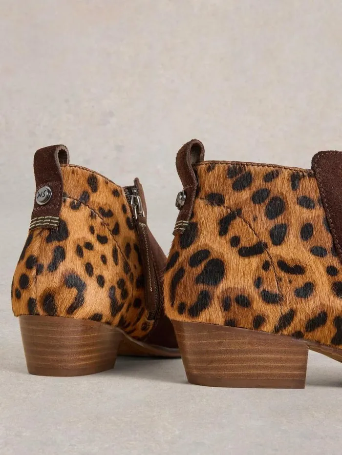 Women Wide Fit Pony Suede Ankle Boot Brown Multi White Stuff Boots