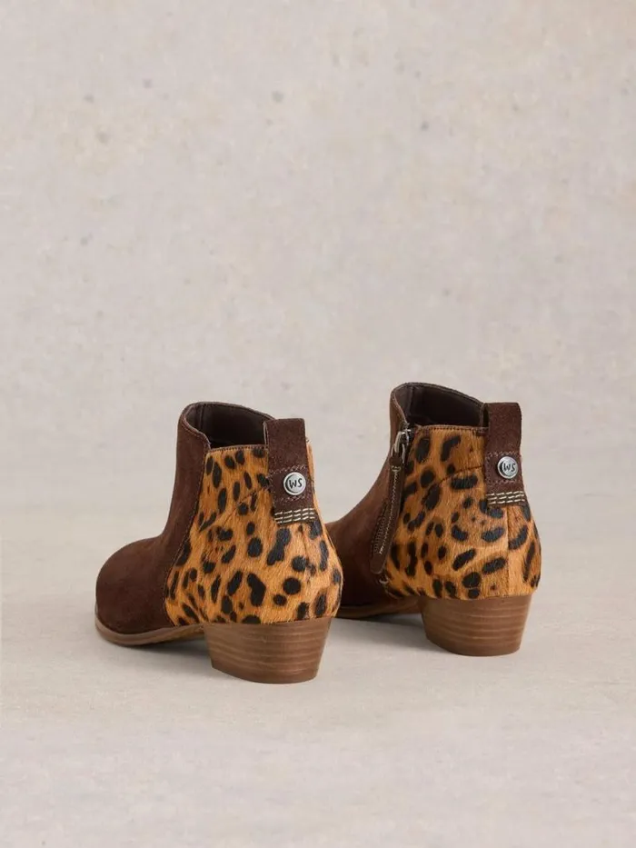 Women Wide Fit Pony Suede Ankle Boot Brown Multi White Stuff Boots