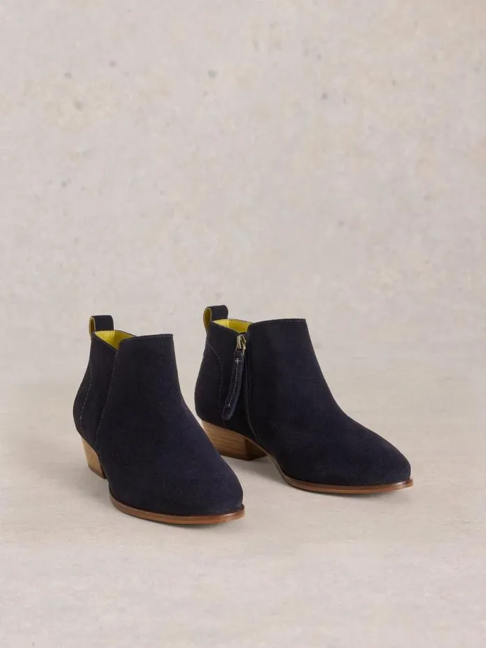 Women Wide Fit Suede Ankle Boot Dark Navy White Stuff Boots