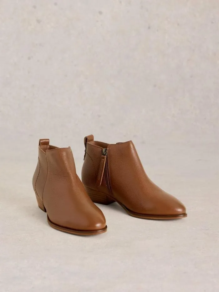 Women Willow Leather Ankle Boot Mid Tan White Stuff Boots