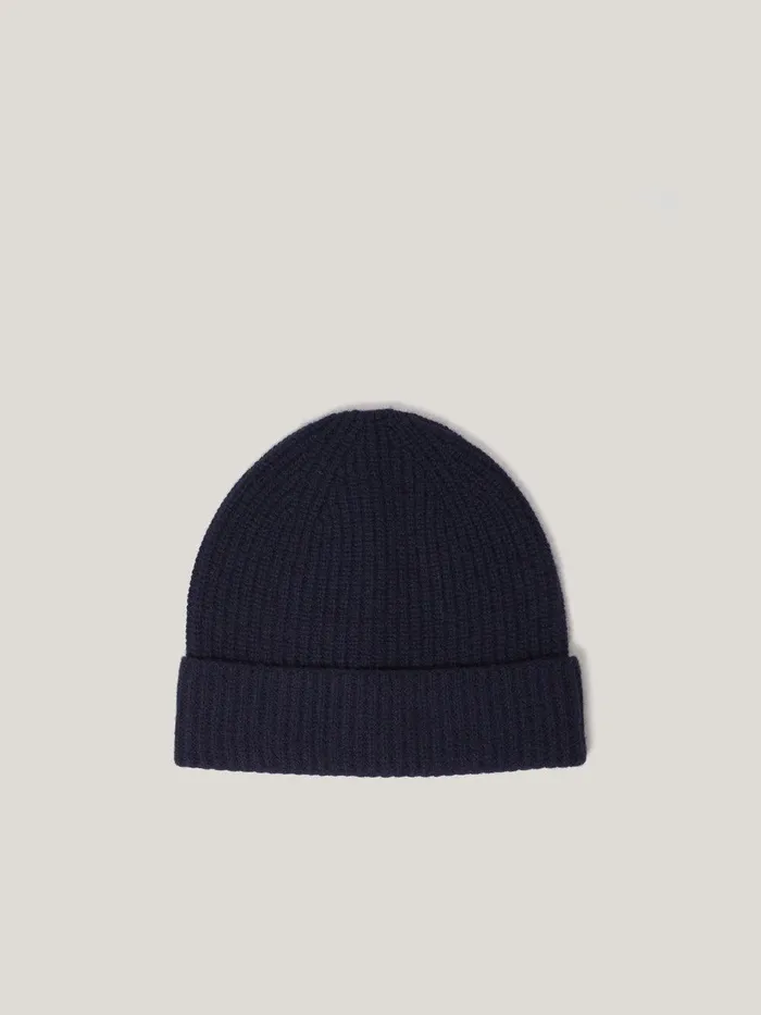 Women Wool Cashmere Blend Beanie Navy Jigsaw Hats and Gloves