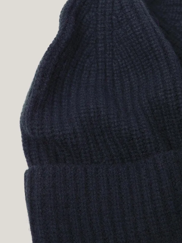 Women Wool Cashmere Blend Beanie Navy Jigsaw Hats and Gloves