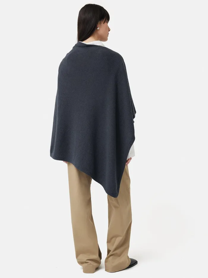 Women Wool Cashmere Blend Drape Poncho Slate Jigsaw Knitwear and Cashmere