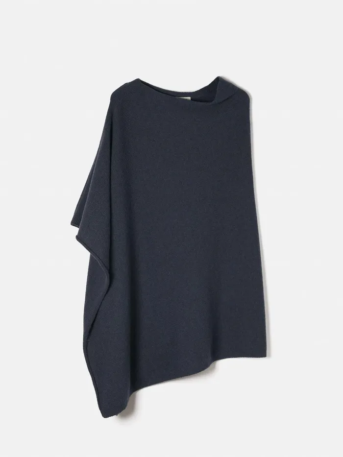 Women Wool Cashmere Blend Drape Poncho Slate Jigsaw Knitwear and Cashmere
