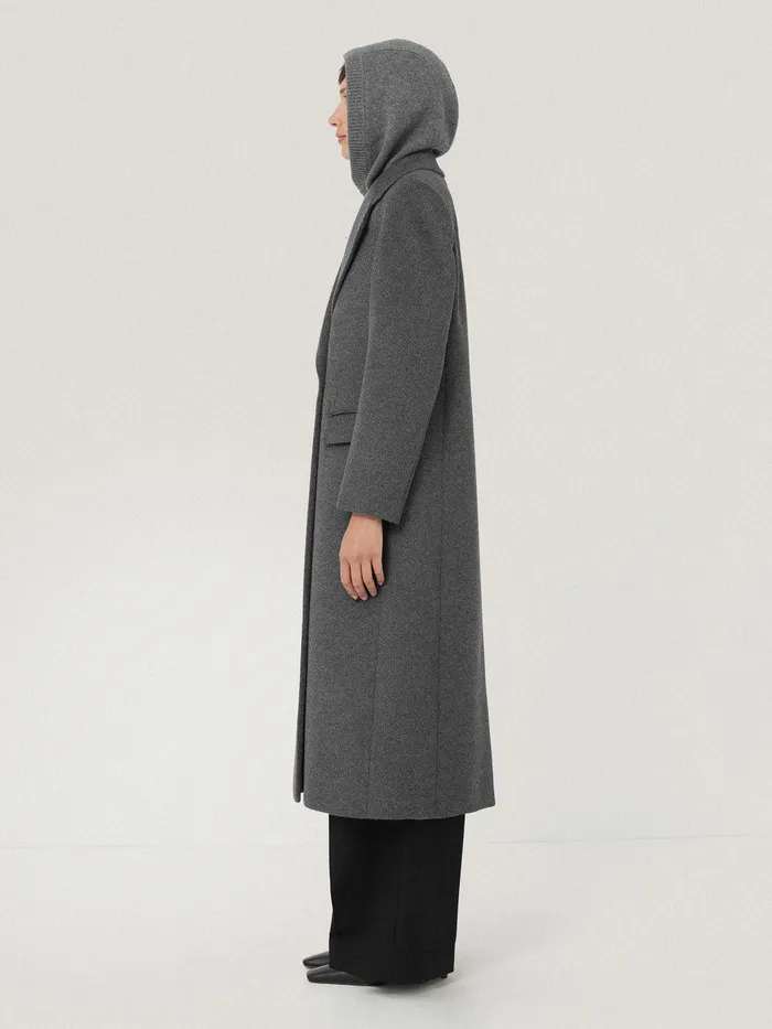 Women Wool Cashmere Blend Hooded Snood Grey Jigsaw Ponchos and Scarves