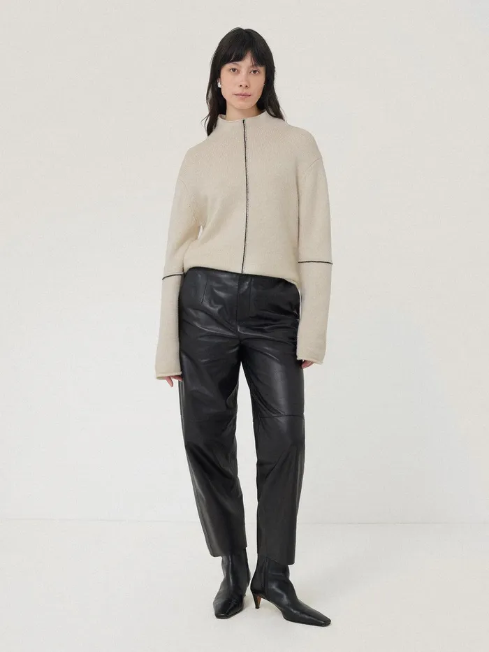Women Wool Cashmere Blend Line Jumper Cream Jigsaw Knitwear and Cashmere
