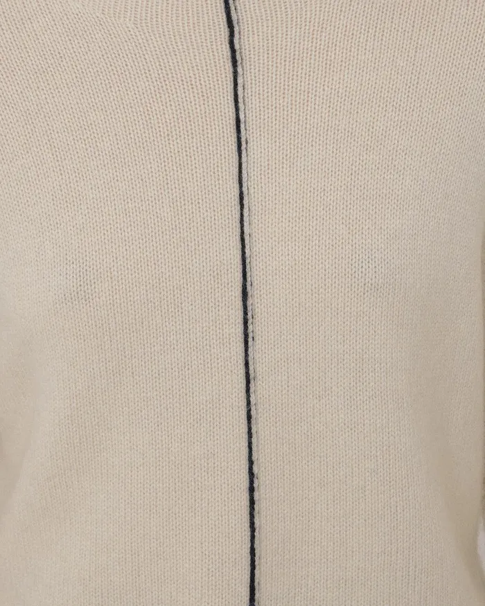 Women Wool Cashmere Blend Line Jumper Cream Jigsaw Knitwear and Cashmere