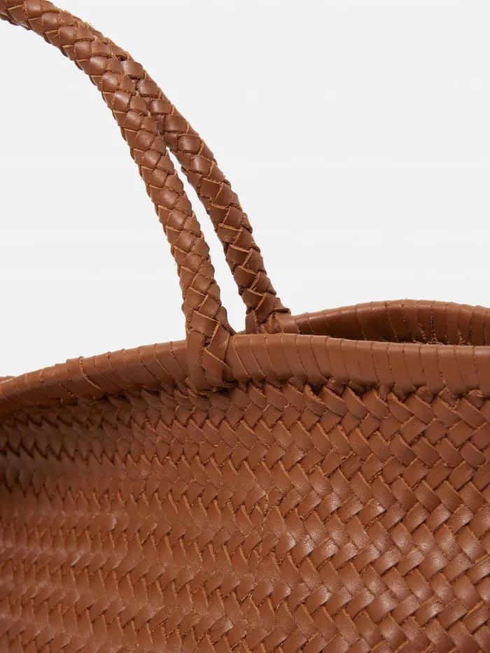Women Woven Leather Tote Bag Tan Jigsaw Wallets and Card Holders