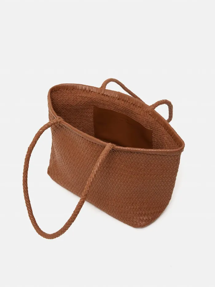 Women Woven Leather Tote Bag Tan Jigsaw Wallets and Card Holders